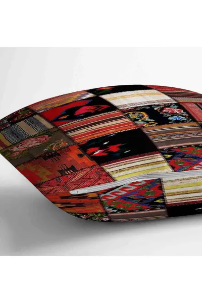 Kırmızı 43x43 Dijital Baskılı Fermuarlı Modern Kırlent Kılıfı 252260