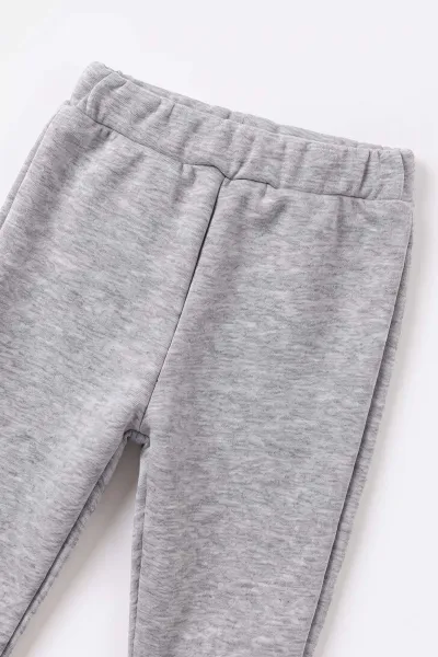 Kahve (6-18 Ay)Nakışlı Kuzu Sweatli Alt Şardonlu Erkek Bebek Kışlık Takım 499798