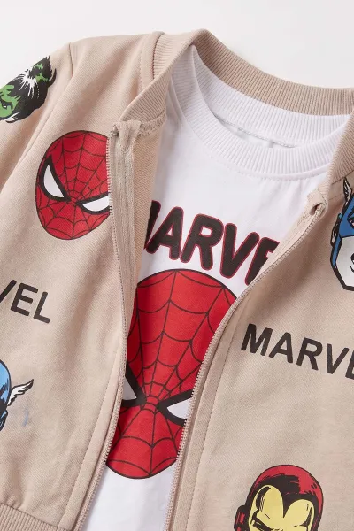 Kahve (6-24 Ay) Karakter Baskılı Hırkalı Erkek Bebek 3'lü Takım 485298