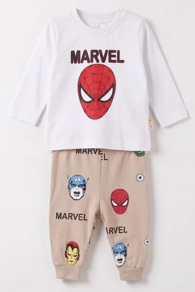 Kahve (6-24 Ay) Karakter Baskılı Hırkalı Erkek Bebek 3'lü Takım 485298