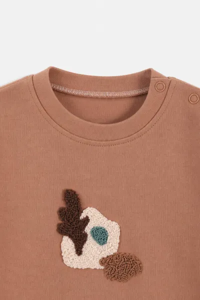 Kahve (6-24 Ay) Nakışlı Erkek Bebek 2'li Takım 473062