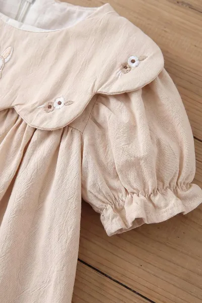 Kahve (6-24 Ay) Tavşan Çantalı Kol Lastikli Kız Bebek Elbise 470834
