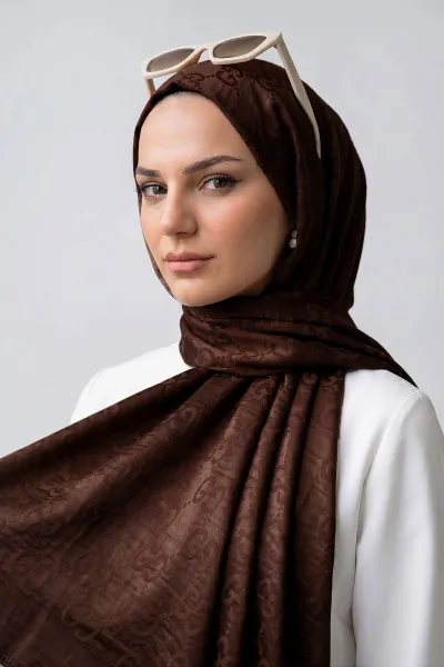 Kahve 70x180 Cm Elegance Premium Pamuk Jakar Şal 475021
