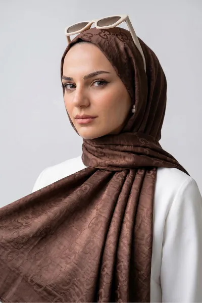 Kahve 70x180 Cm Elegance Premium Pamuk Jakar Şal 475021