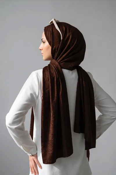 Kahve 70x180 Cm Elegance Premium Pamuk Jakar Şal 475021
