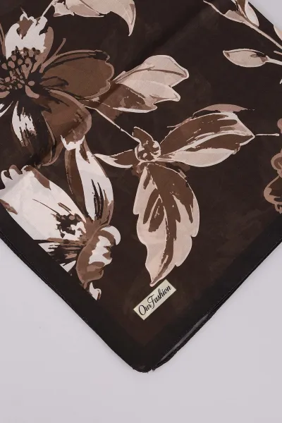 Kahve 75*180 Cm Çok Çiçek Baskılı Dijital Soft Tülbent Şal 469400