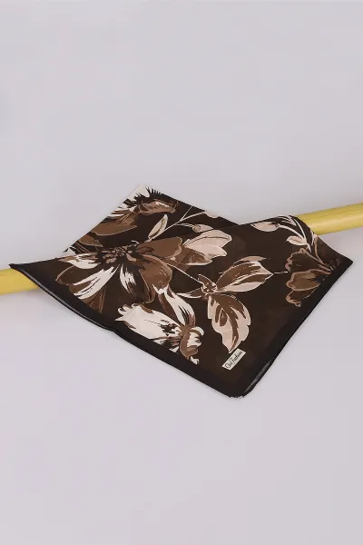 Kahve 75*180 Cm Çok Çiçek Baskılı Dijital Soft Tülbent Şal 469400