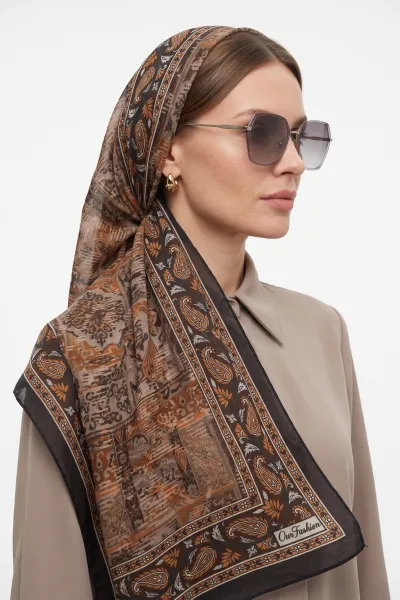 Kahve 75x180 Cm Our Fashion Dijital Baskılı Desenli Soft Şal 408646