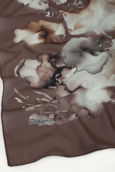 Kahve 75x190 Cm Desenli Fransız İpeği Şal 432703