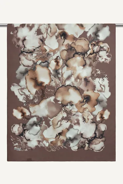 Kahve 75x190 Cm Desenli Fransız İpeği Şal 432703