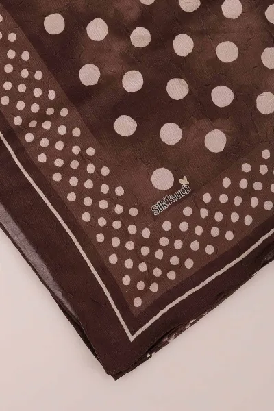 Kahve 75x190 Cm Dijital Puantiye Desenli Kraş Şal 444495