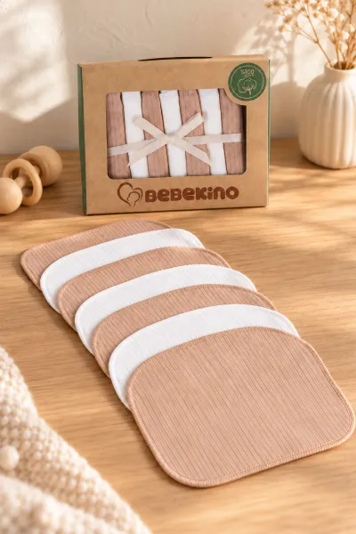 Kahve 7'li Kutulu ve Pamuklu Unisex Penye  Bebek Mendil 493842