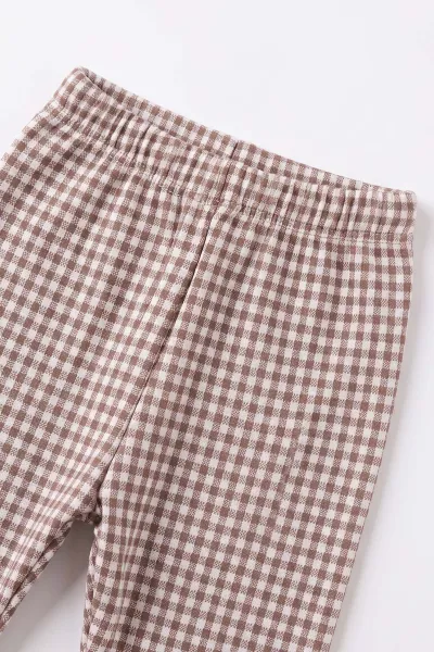 Kahve (9-24 Ay)Ayı Nakışlı Ekoseli Erkek Bebek Takım 476743