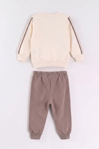 Kahve (9-24 Ay)Ayıcık Süzene Nakışlı İki İp Erkek Bebek Takım 475546