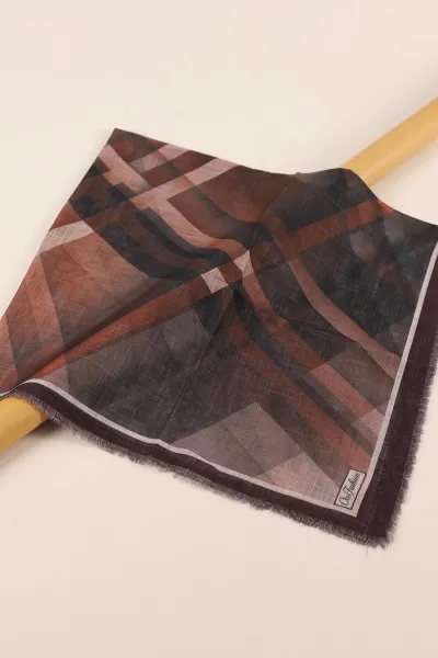 Kahve 90x90 Cm Dijital Baskılı Desenli Flam Çekme Eşarp 428677