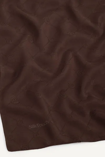 Kahve 98x98 Cm Jakarlı Desenli Monogram Eşarp 432674