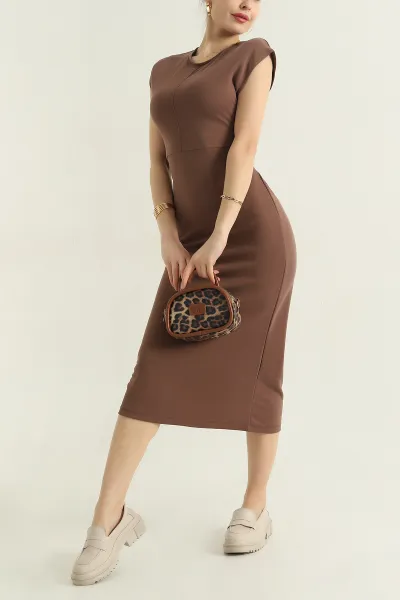 kahve-baglamali-cimali-modal-elbise-350502