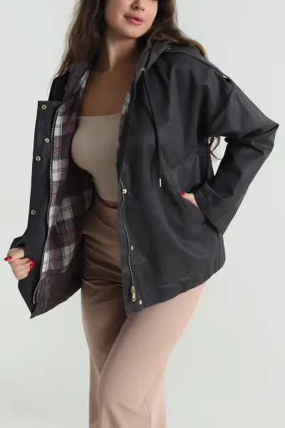 Kahve Barbour Kapüşonlu Kadın Ceket 493083