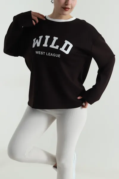 Kahve Baskılı Likralı Kadın Oysho Bluz 499265