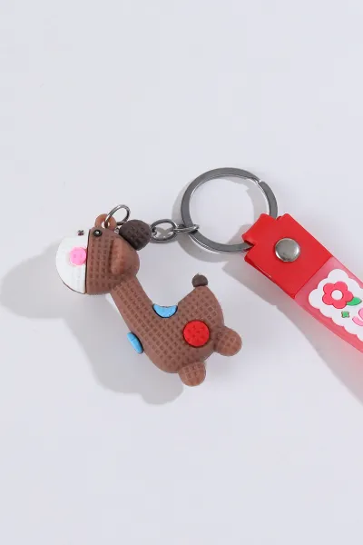 Kahve Bebek Zürafa Silikon Anahtarlık Çanta Süsü 304304