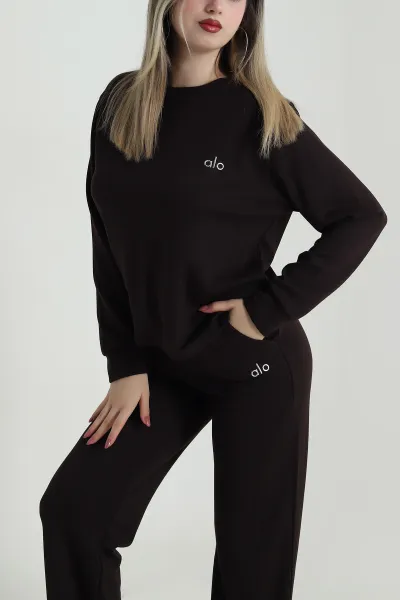 Kahve Bel Lastikli Modal Kadın İkili Takım 486392