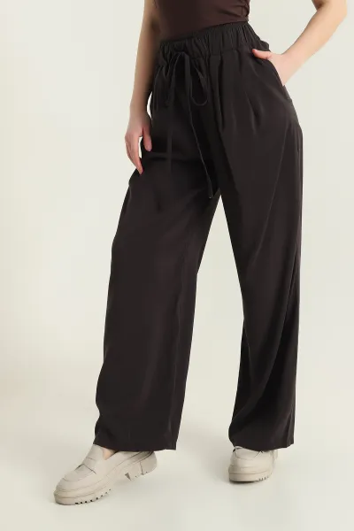 Kahve Beli Lastikli  Modal Kadın Pantolon 429346