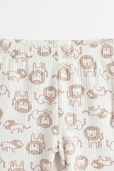 Kahve Beyaz  (1-3 Yaş) Aslan Desenli Raporlu Çocuk Pijama Takım 477331
