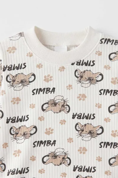 Kahve Beyaz  (1-3 Yaş) Simba Desenli Raporlu Çocuk Pijama Takım 477339