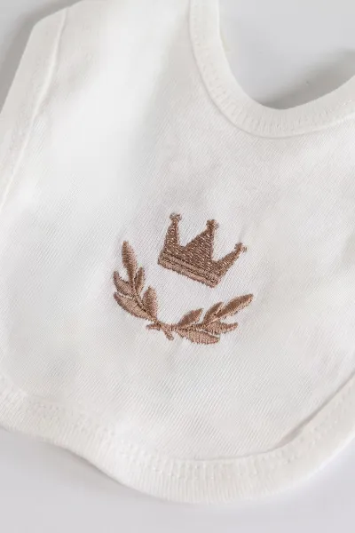Kahve Beyaz(0-3 Ay)Little Prince Nakışlı Tulum, Battaniye ve 7'li Hastane Çıkış Seti 476847