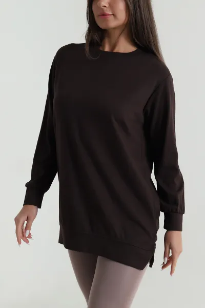 Kahve Bisiklet Yaka Pike Oysho Kadın Tunik 487501