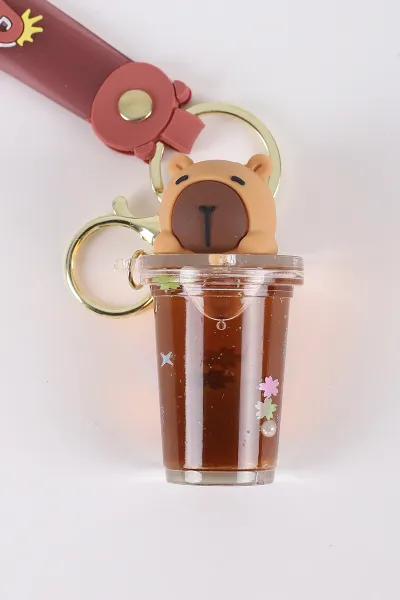Kahve Capybara Figürlü   İçi Sulu Anahtarlık&Çanta Süsü 426315