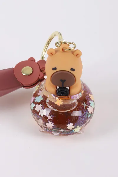 Kahve Capybara Figürlü   İçi Sulu Anahtarlık&Çanta Süsü 426318