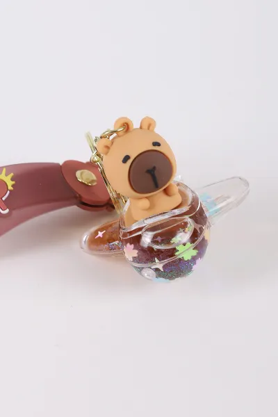 Kahve Capybara Figürlü Uçak Model İçi Sulu Anahtarlık&Çanta Süsü 426314