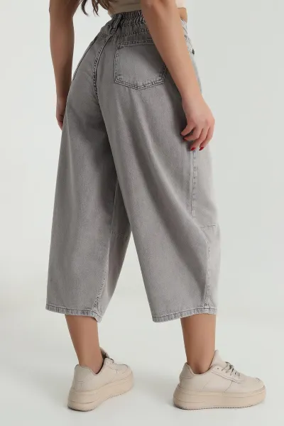Kahve Cepli Balon Kadın Denim Pantolon 492225