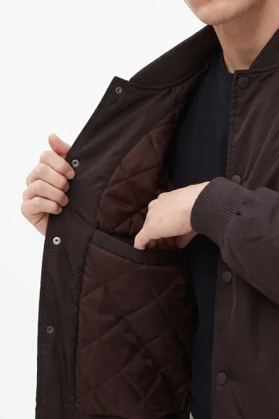 Kahve Cepli Dolumlu Şişme Bomber Erkek Mont 491370