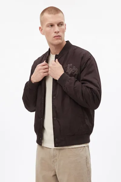Kahve Cepli Dolumlu Şişme Bomber Erkek Mont 491370