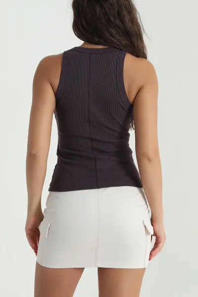Kahve Fitilli Likralı Kadın Atlet 476486