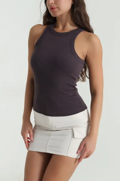 Kahve Fitilli Likralı Kadın Atlet 476486