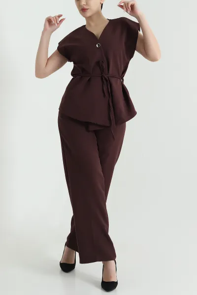 kahve-gold-dugmeli-yelekli-atlas-kadin-ikili-takim-446848