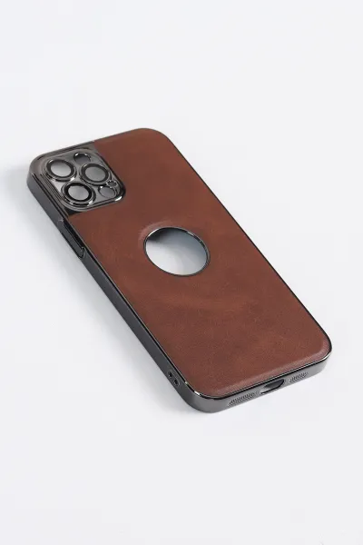 Kahve iPhone 12 Pro Uyumlu Delux Serisi Kamera Korumalı Deri Desenli Premium Telefon Kılıfı 348528