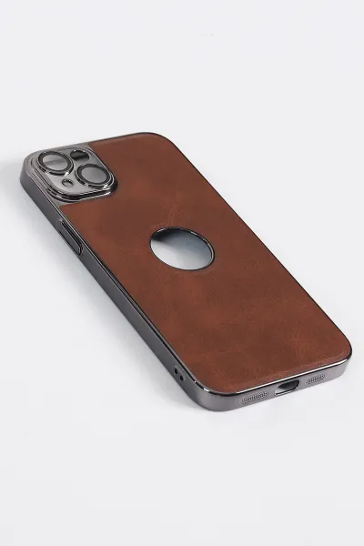 Kahve iPhone 14 Plus Uyumlu Delux Serisi Kamera Korumalı Deri Desenli Premium Telefon Kılıfı 348601