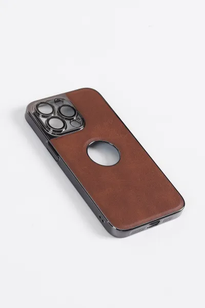 Kahve iPhone 14 Pro Uyumlu Delux Serisi Kamera Korumalı Deri Desenli Premium Telefon Kılıfı 348625