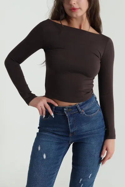 kahve-kayik-yaka-uzun-kol-oysho-kadin-bluz-484506