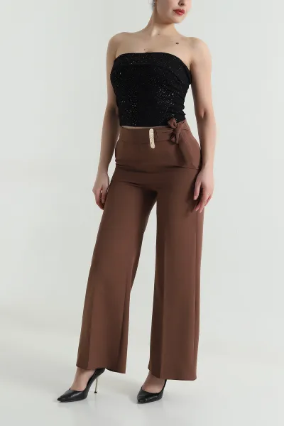 Kahve Kemer Tokalı Dabıl Kadın Pantolon 497539
