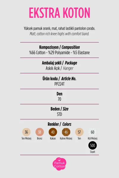 Kahve Melanj 46 Penti Ekstra Koton 70 Den Pantolon Çorabı 421225
