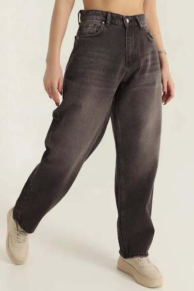 Kahve Mom Kadın Kot Pantolon 417086