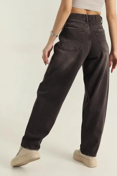 Kahve Mom Kadın Kot Pantolon 417086