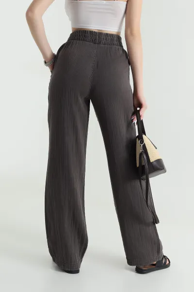 Kahve Müslin Gabardin Karyıkama Kadın Pantolon 474019