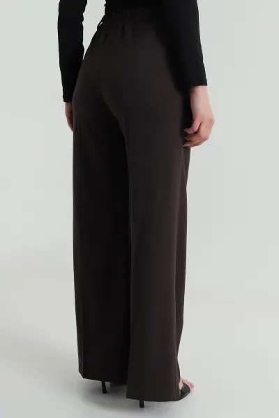 Kahve Pileli Cepli Double Kadın Pantolon 486951