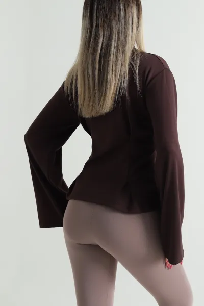 Kahve Pileli Oysho Kadın Sweat 494117